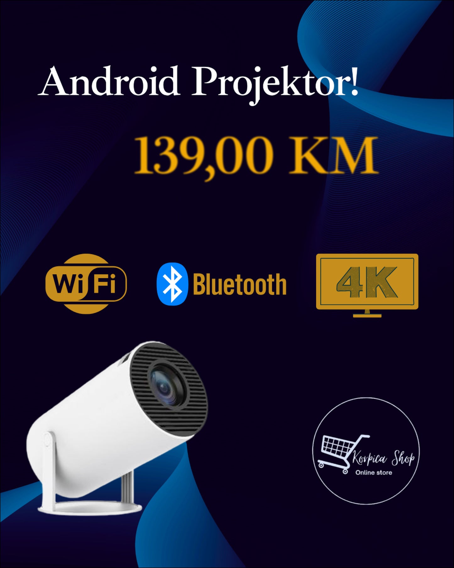 Topleo Full HD HY300 4K Office Home Smart Outdoor Android 11 Portable Mini LED Projektor