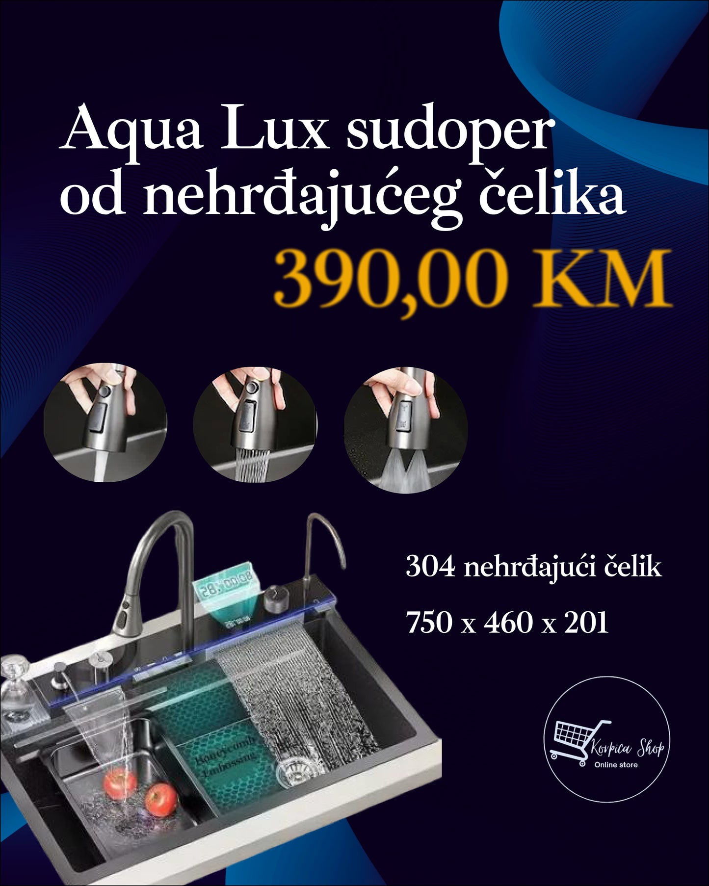 Aqua Lux sudoper od nehrđajućeg čelika