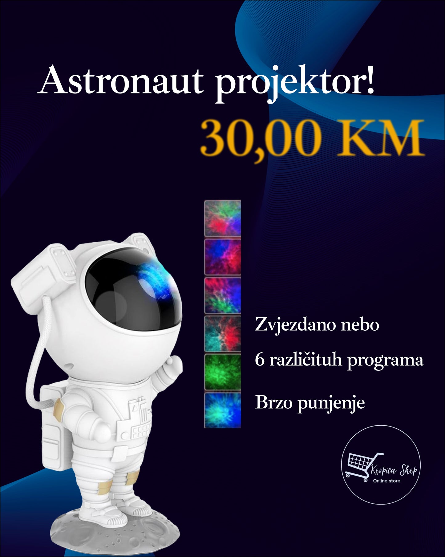 Astronaut projektor zvjezdano nebo